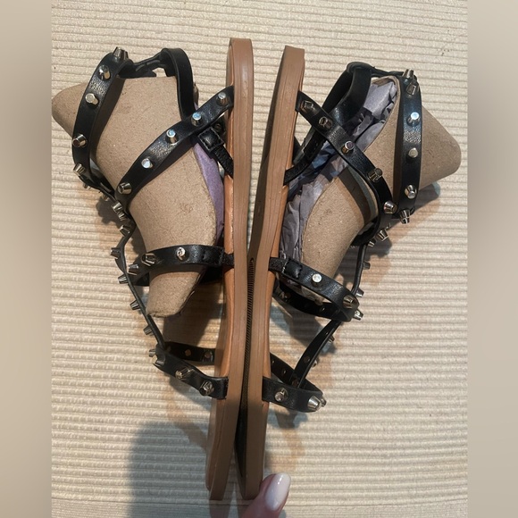 Steve Madden Black Studded Gladiator Sandals - Picture 2 of 4